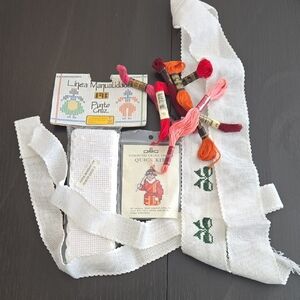 Cross Stitch Kit with White Fabric And Embroidery Treads